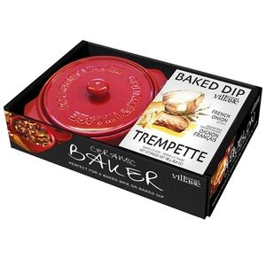 Gourmet Village Red Cermic Baker Gift Set - French Onion Dip Sealed In Box New